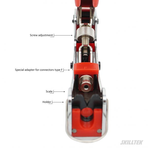 Coaxial Connector Crimper- Universal Design, 360° Holder, Spring Opening for Easy Crimping.