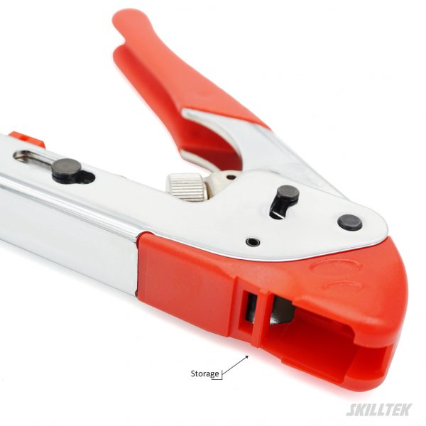 Coaxial Connector Crimper- Universal Design, 360° Holder, Spring Opening for Easy Crimping.