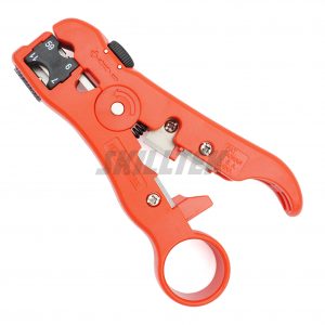 Multi-Function Cable Stripper: Versatile for Coax, Twisted Pair, Telephone, and More. Adjustable Blade Depth, Integrated Cutter, and Reversible Cassettes.