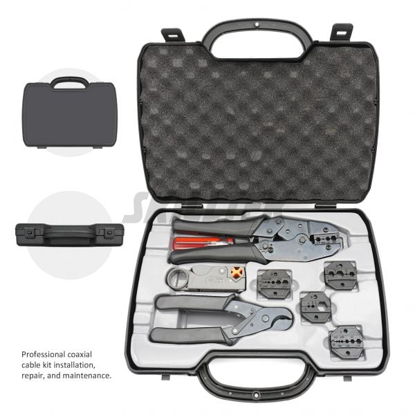 Coaxial Cable Prep & Termination Kit- Versatile tools for RG 58/59/62/6/6QS/3C/4C/5C, RG 174/179, Belden 8218, and more.