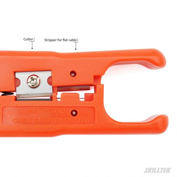 Universal Cable Stripper- Stabilizes Various Cables and Offers Adjustable Blade Depth with Ease.