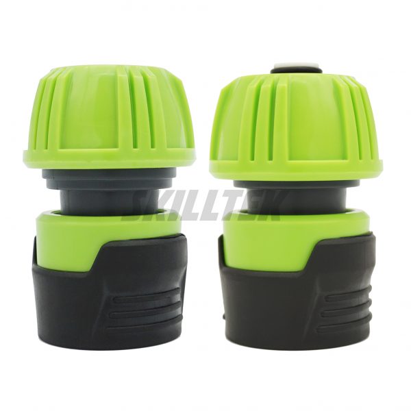 3/4" hose connector with water-stop and TPR grip, perfect for easy and efficient garden tool changes.