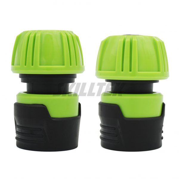 3/4" hose connector with TPR grip on the body and ABS nut, designed for easy and secure garden hose connections.