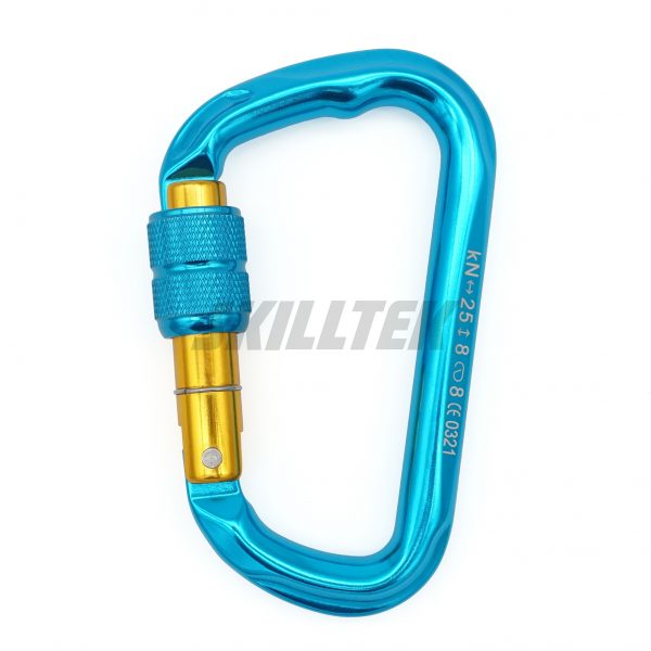 Aluminum D-shape Screw Lock Carabiner with Keylock Nose