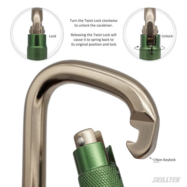 Aluminum D-shape Twist Lock Carabiner - Image 2