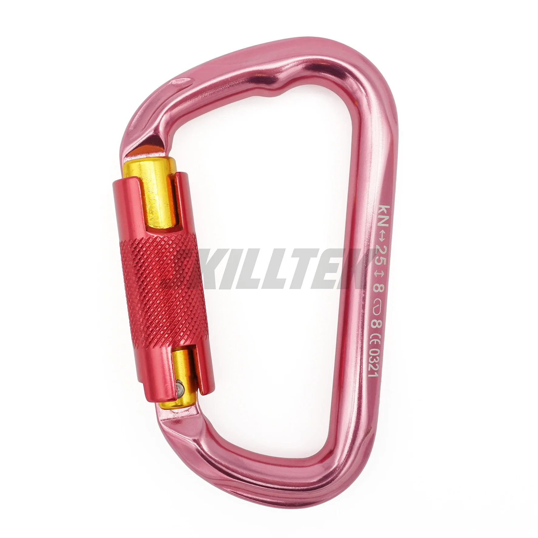 Aluminum D-shape Twist Lock Carabiner with Keylock Nose