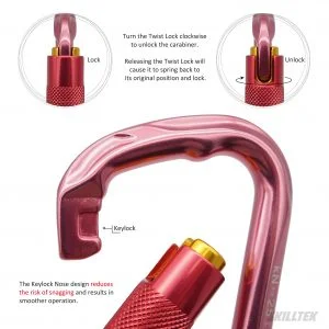 Alternative view of Aluminum D-shape Twist Lock Carabiner with Keylock Nose