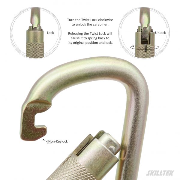 Steel D-shape Twist Lock Carabiner - Image 2