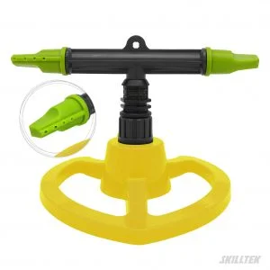 Alternative view of Two-arm Plastic Rotating Sprinkler on Heart Base