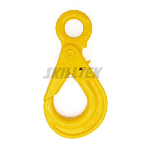 Forged steel Eye Self Locking Hook, made in Taiwan. Robust and secure, available in various sizes for versatile applications.