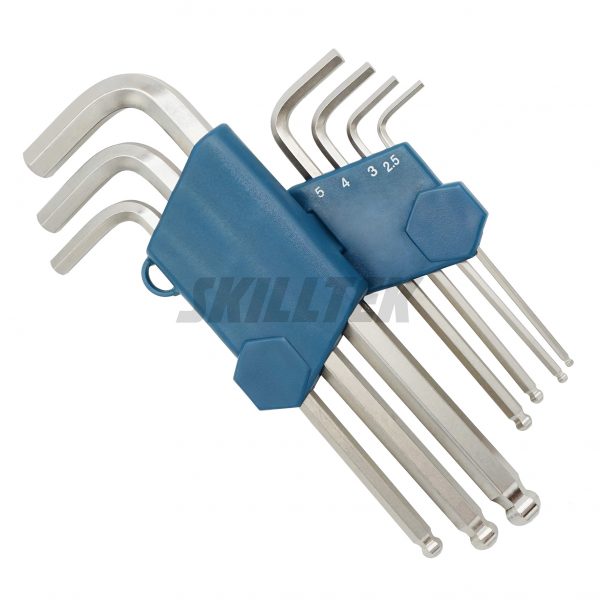 Long Ball Point Hex Key Wrench Set in various sizes, available in LONG, STANDARD, and EXTRA LONG. Custom sets and individual wrenches. Made in Taiwan.