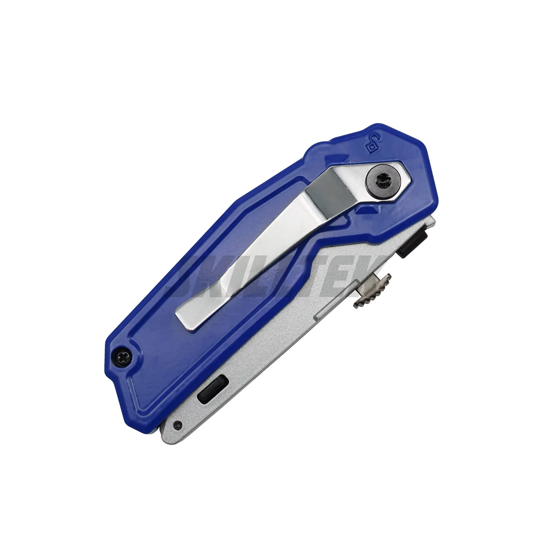 SKBBC023_Dual-blade folding knife with trapezoid and hook blades. Switch instantly with a slide button. Durable smooth zinc alloy handle.｜SKILLTEK