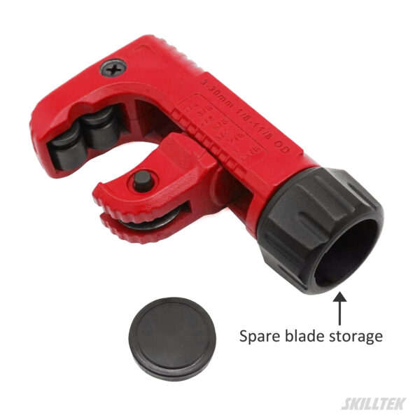 2025 patented mini tube cutter with quick-release system, 1/8"–1-1/8" cutting capacity. Zinc body, 7 bearings, inch/mm guides, brand customization.
