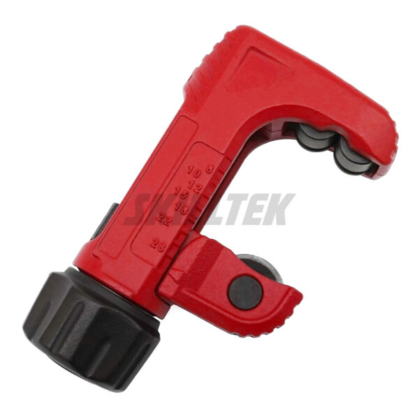 2025 patented mini tube cutter with quick-release system, 1/8"–1-1/8" cutting capacity. Zinc body, 7 bearings, inch/mm guides, brand customization.
