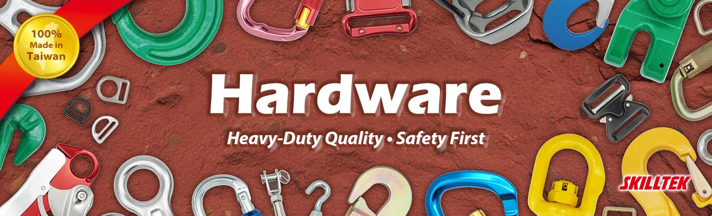 SKILLTEK offer a wide variety of hardware products, including but are not limited to, carabiners, belay devices, heavy-duty hooks, buckles, quick-release buckles, scaffold hooks, snap hooks, and turnbuckles.