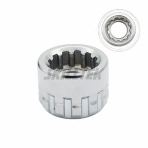 Low-profile double 12-point pass-through socket with 20 mm external end and 8–19 mm internal sizes. Taiwan-made CR-V construction, durable and versatile. MOQ for single sizes; custom dimensions available.