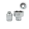 Low-profile 1/4" Dr. CR-V hex socket with 11 mm external hex for tight-space work. Taiwan-made, available in 4–14 mm, compatible with many wrench types, MOQ for single sizes.