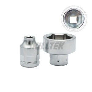 Low-profile 1/4" Dr. CR-V hex socket with 11 mm external hex for tight-space work. Taiwan-made, available in 4–14 mm, compatible with many wrench types, MOQ for single sizes.