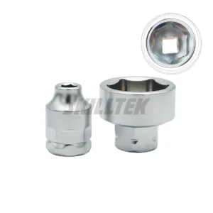 Low-profile 1/4" Dr. CR-V hex socket with 11 mm external hex for tight-space work. Taiwan-made, available in 4–14 mm, compatible with many wrench types, MOQ for single sizes.