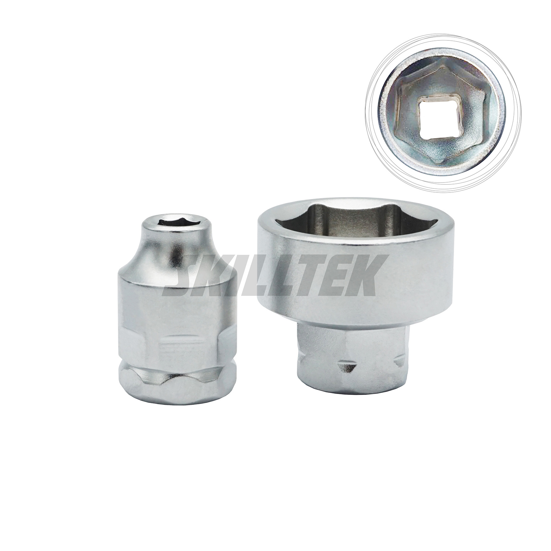 Low-profile 1/4" Dr. CR-V hex socket with 11 mm external hex for tight-space work. Taiwan-made, available in 4–14 mm, compatible with many wrench types, MOQ for single sizes.