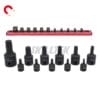 Torx impact socket set made from Cr-Mo steel. Exceeds ASME/DIN torque standards. Includes 1/4", 3/8", 1/2"Dr. and magnetic rail. Manufacturer from Taiwan