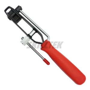 Professional CV Joint Banding Tool with cutter made in Taiwan. Features 1/2" drive compatibility, steel construction, and black powder finish. Essential OEM tool for CV boots. | SKILLTEK