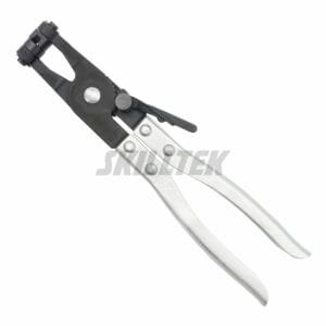 Professional swivel jaw hose clamp pliers made in Taiwan. Features 12.5mm rotating jaws, ratchet lock mechanism, and carbon steel construction. High-quality B2B OEM tool. | SKILLTEK