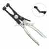 Professional 45-degree swivel jaw hose clamp pliers made in Taiwan. Features carbon steel construction, ratchet lock, and knurled grips. Ideal OEM tool for tight engine bays. | SKILLTEK