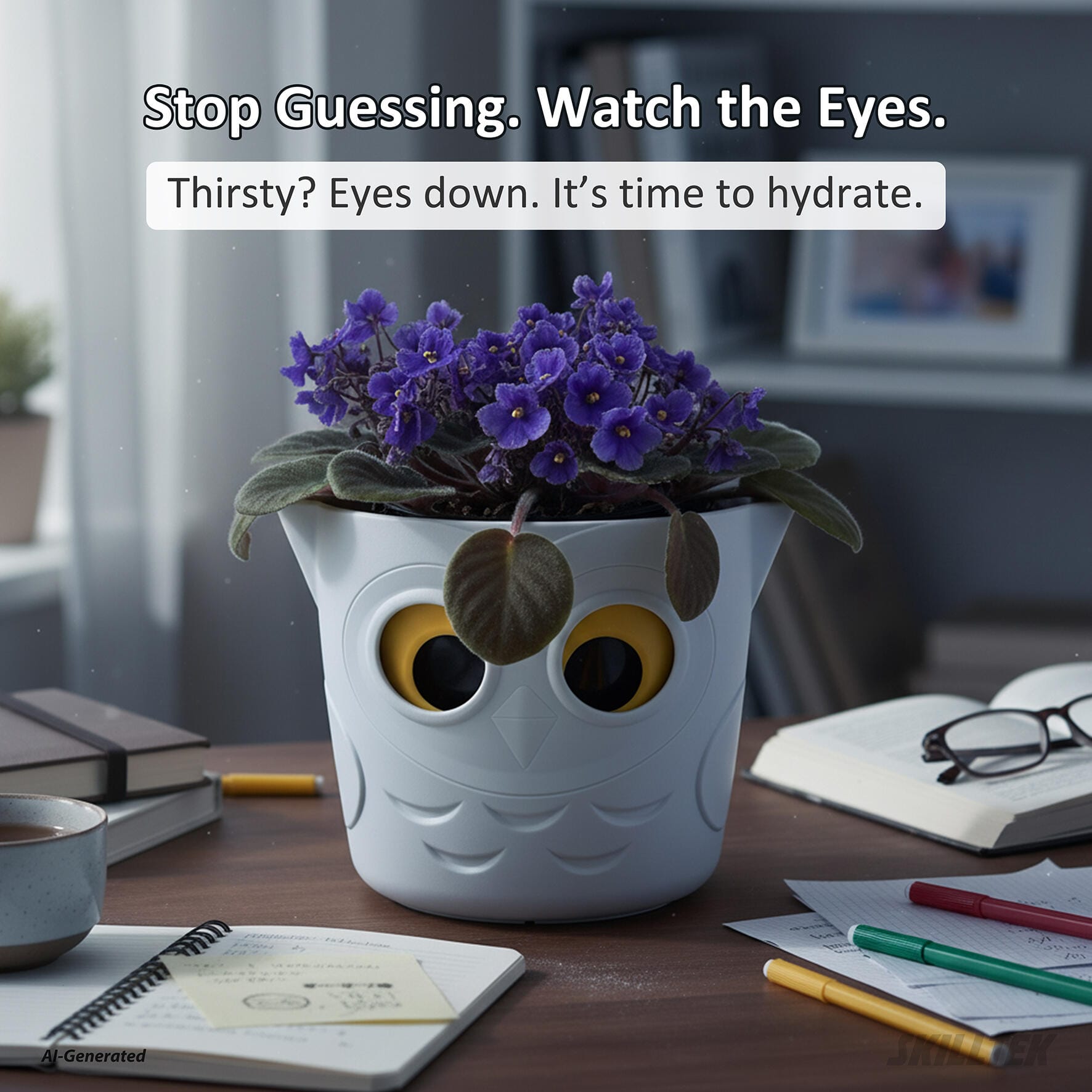 Owl Visual Gauge Self Watering Planter - Large - Image 3