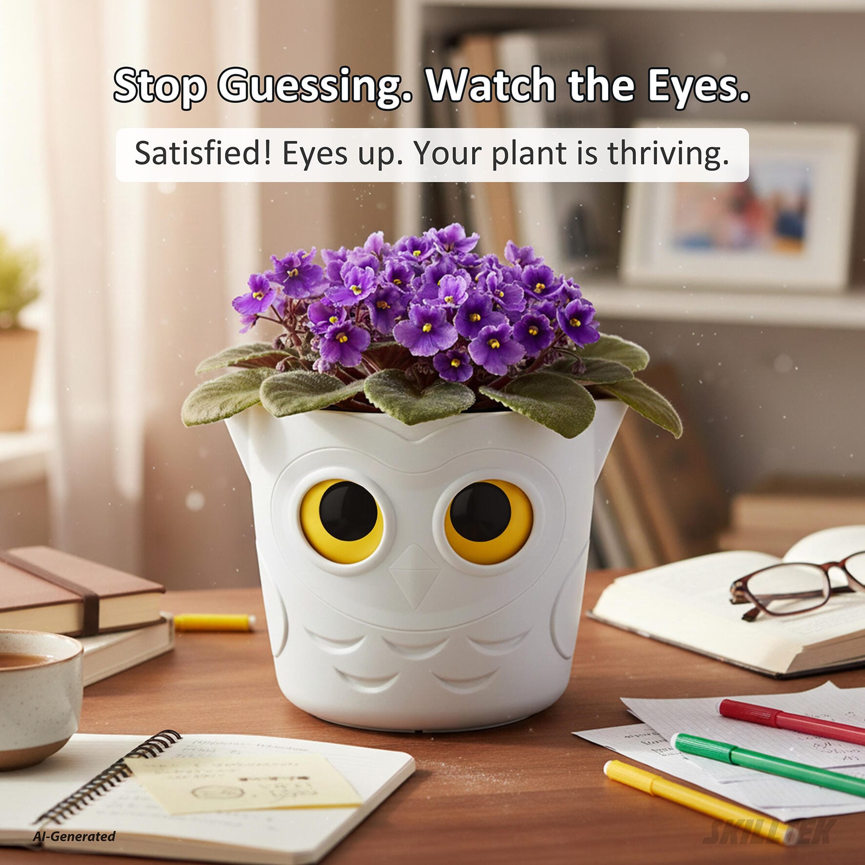 Owl Visual Gauge Self Watering Planter - Large - Image 2