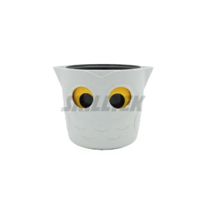 Small owl planter with a visual eye indicator to prevent plant death. Perfect for desktop decor. We offer full OEM custom colors and logos for B2B brands.
