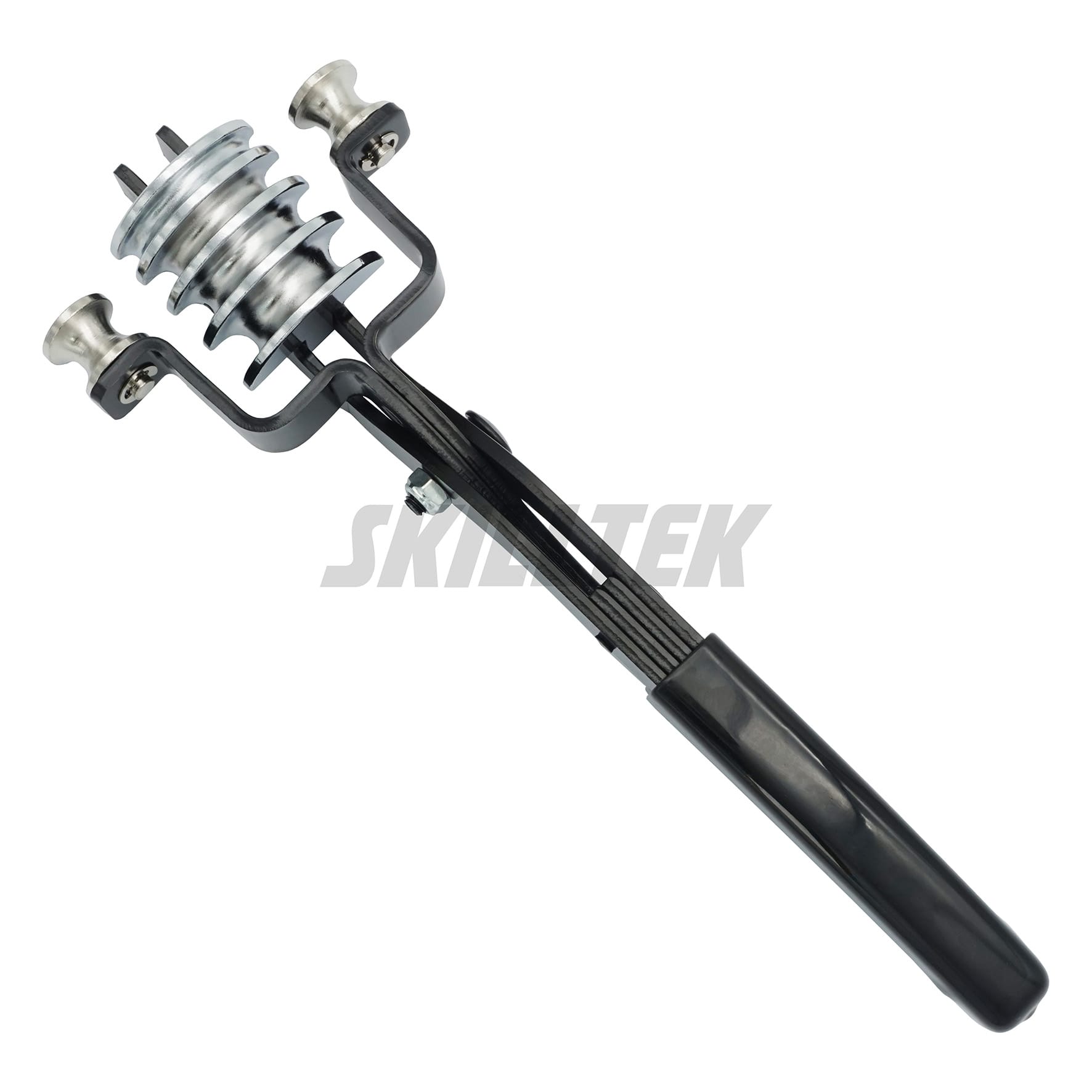 Professional 4-way brake pipe bending pliers made in Taiwan. Bends 3/16" to 3/8" tubes up to 90° without kinking. Durable OEM tool for copper and steel lines. | SKILLTEK