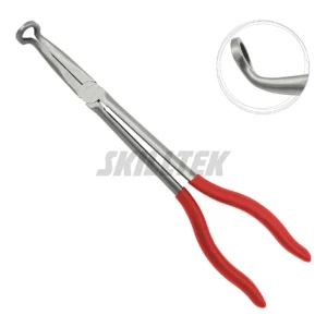 Professional offset spark plug boot pliers made in Taiwan. Features alloy steel, precision joints, and 11"/16" lengths. High-quality OEM tool for automotive ignition systems. | SKILLTEK